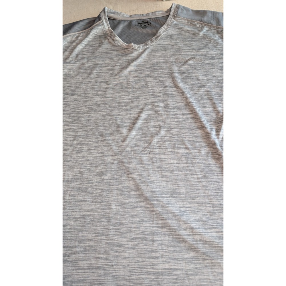Spalding Lightweight Polyester Blend Solid Gray Crew Neck Tee Men's XL